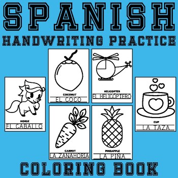 Preview of Spanish Handwriting Practice and Coloring Book for Kids