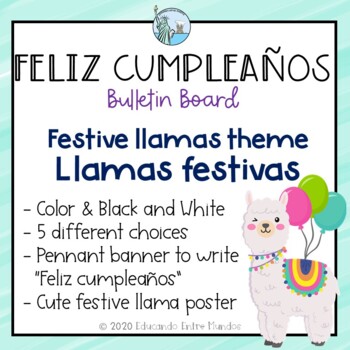 Spanish Happy Birthday Bulletin Board Llama Theme Cartelera Feliz Cumpleanos