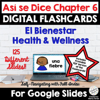 Preview of Spanish Health and Wellness Vocabulary Flashcards | Digital and Printable