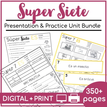 Preview of Spanish High Frequency Verbs | Super 7 Verb Unit | Presentation Practice Bundle