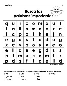Spanish High Frequency Words Word Search (Sopa de letras Palabras uso ...