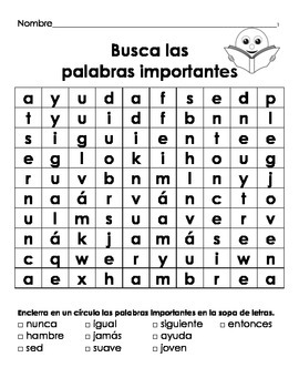 Spanish High-Frequency Words Word Search- Sopa de letras Palabras uso ...