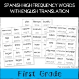 Spanish High Frequency Words with English Translation Card