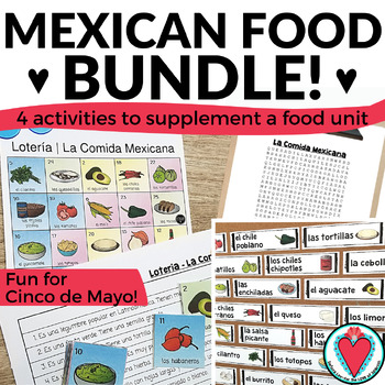 Preview of End of Year Spanish Culture Mexican Food Activities Worksheets Bingo Game