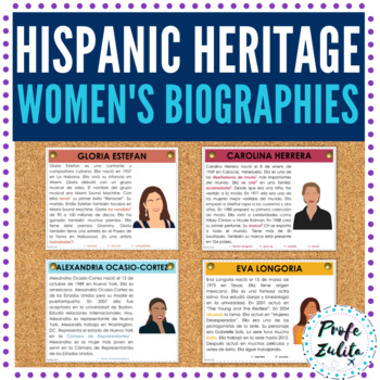 Preview of Spanish Hispanic Heritage Month Readings | 11 Female Biographies | Gallery Walk