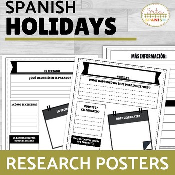 Preview of Spanish Holidays Research Poster Project SPANISH AND ENGLISH