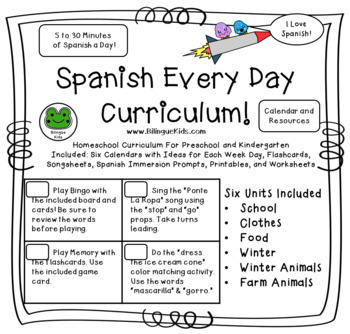 Preview of Spanish Homeschool Curriculum - Preschool and Kindergarten - Bilingue Kids
