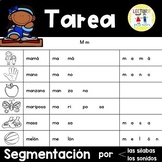 Spanish Segmenting Words A-Z into Syllables and Sounds Homework