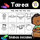 Spanish Homework - TAREA Sílabas Iniciales - Beginning Syllables