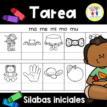 Preview of Spanish Homework - TAREA Sílabas Iniciales - Beginning Syllables