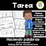 Advanced Spanish Word Work | Silabas trabadas, con hiatos, cerradas - Homework