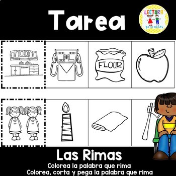 Preview of Spanish Homework - TAREA Las Rimas:   Spanish Rhyming