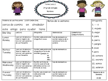 Preview of Spanish Homework Templates for Lesson 1-30 of Senderos