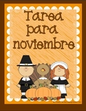 Spanish Homework for Kindergarten/1st Grade: November Span