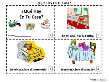 Preview of Spanish House 2 Emergent Reader Booklets - ¿Qué Hay en Tu Casa?