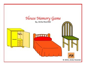 Spanish House Rooms Furniture Vocabulary Memory Game