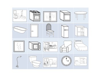 Spanish House Rooms Furniture Vocabulary Memory Game