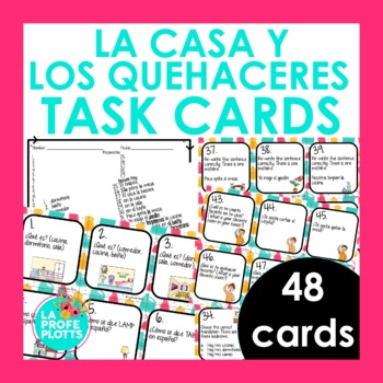 Preview of Spanish House and Chore Vocabulary Task Cards |  La Casa y Los Quehaceres