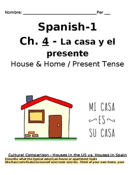 Preview of Spanish House and Home Vocabulary and Grammar Notes Packet and Practice