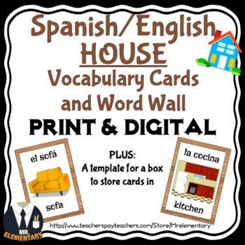 Preview of Spanish House/Home Vocabulary Digital and Print