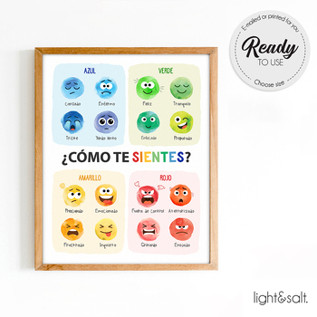 Spanish How are you feeling poster, emotions chart, Zones of regulation