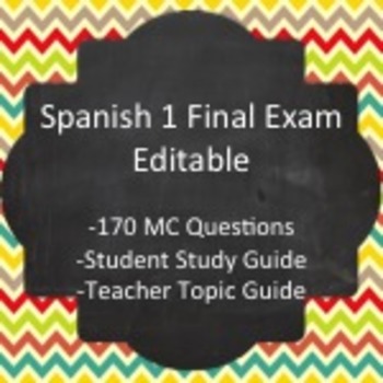 Preview of Spanish I - Final Exam Package