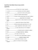Spanish I, II, III Reflexive Verb Present Tense Quiz/Test