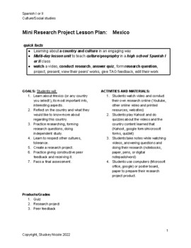 Preview of Spanish I/II: Mini-research project: Mexico