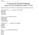 Spanish I - Present & Present Progressive - 25 Multiple Choice
