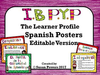 Preview of Spanish IB PYP Learner Profile Posters Editable
