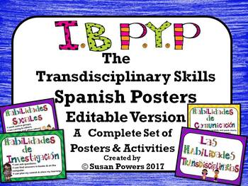 Preview of Spanish IB PYP Approaches to Learning Skills Posters Editable