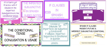 Preview of Spanish IF CLAUSES BUNDLE Imperfect Subjunctive Conditional Pluperfect Subj