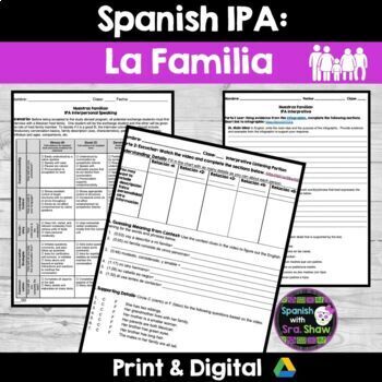 Preview of Spanish IPA: La Familia Avancemos U3L2, 3.2 Assessment