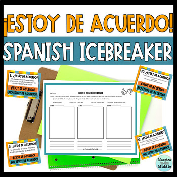 Preview of Spanish Icebreaker Estoy de Acuerdo | Spanish Speaking Get To Know You Activity