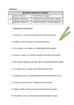 Preview of Spanish If Clauses: Si Cláusula 2 Worksheets: All 3 Types