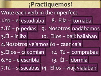 Spanish Imperfect -AR, -ER, -IR Verbs Powerpoint & Notes by Miss Senorita