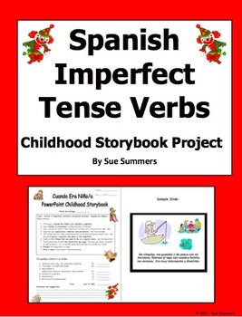 Preview of Spanish Imperfect Childhood Storybook PowerPoint Project and Grade Sheet