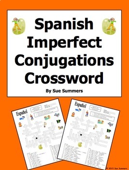 Preview of Spanish Imperfect Tense Crossword Puzzle, Vocabulary, and Image IDs