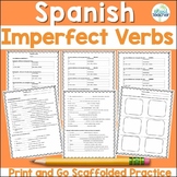 Spanish Imperfect Tense Verbs Conjugation Practice Worksheets