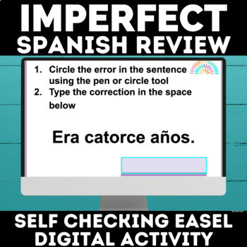 Preview of Spanish Imperfect Tense el imperfecto past tense Digital EASEL Self Checking 