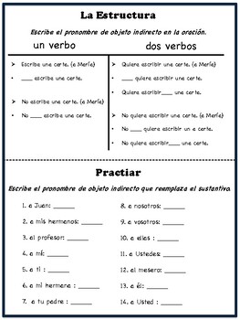 Spanish Indirect Object Pronouns Worksheet Activities (Learn, Practice ...