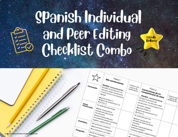 Preview of Spanish Individual and Peer Editing Checklist Combo