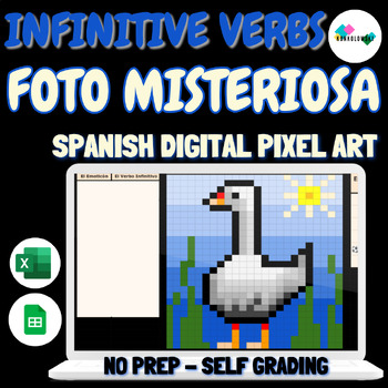 Preview of Spanish Infinitive Verbs Mystery Picture Digital Resource |Self Grading |No Prep