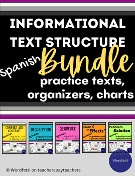 Preview of Spanish Informational Text Structure Bundle - Passages, Organizers, Signal words