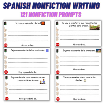 Preview of Spanish Informative Writing Prompts Escritura informativa
