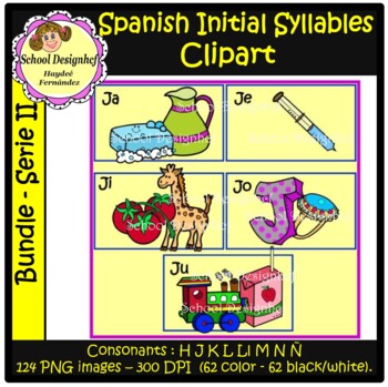 Spanish Initial Syllables Clipart Serie Ii Silabas Iniciales Español Bundle