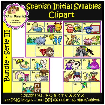 Preview of Spanish Initial Syllables ClipArt - Español Silabas Iniciales (School Designhcf)