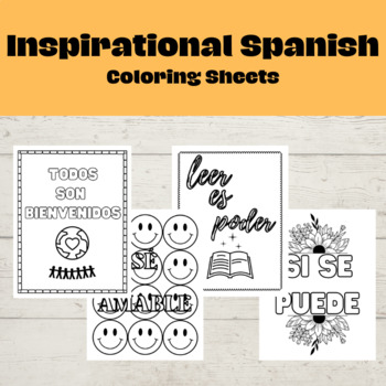 Preview of Spanish Inspirational Quotes / Citas de inspiración COLORING SHEETS