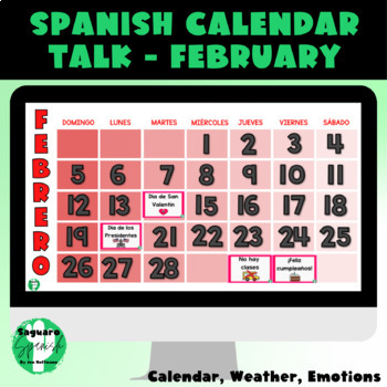 Preview of Spanish Interactive February Calendar Talk | Weather | Emotions