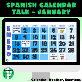 Preview of Spanish Interactive January Calendar Talk | Weather | Emotions